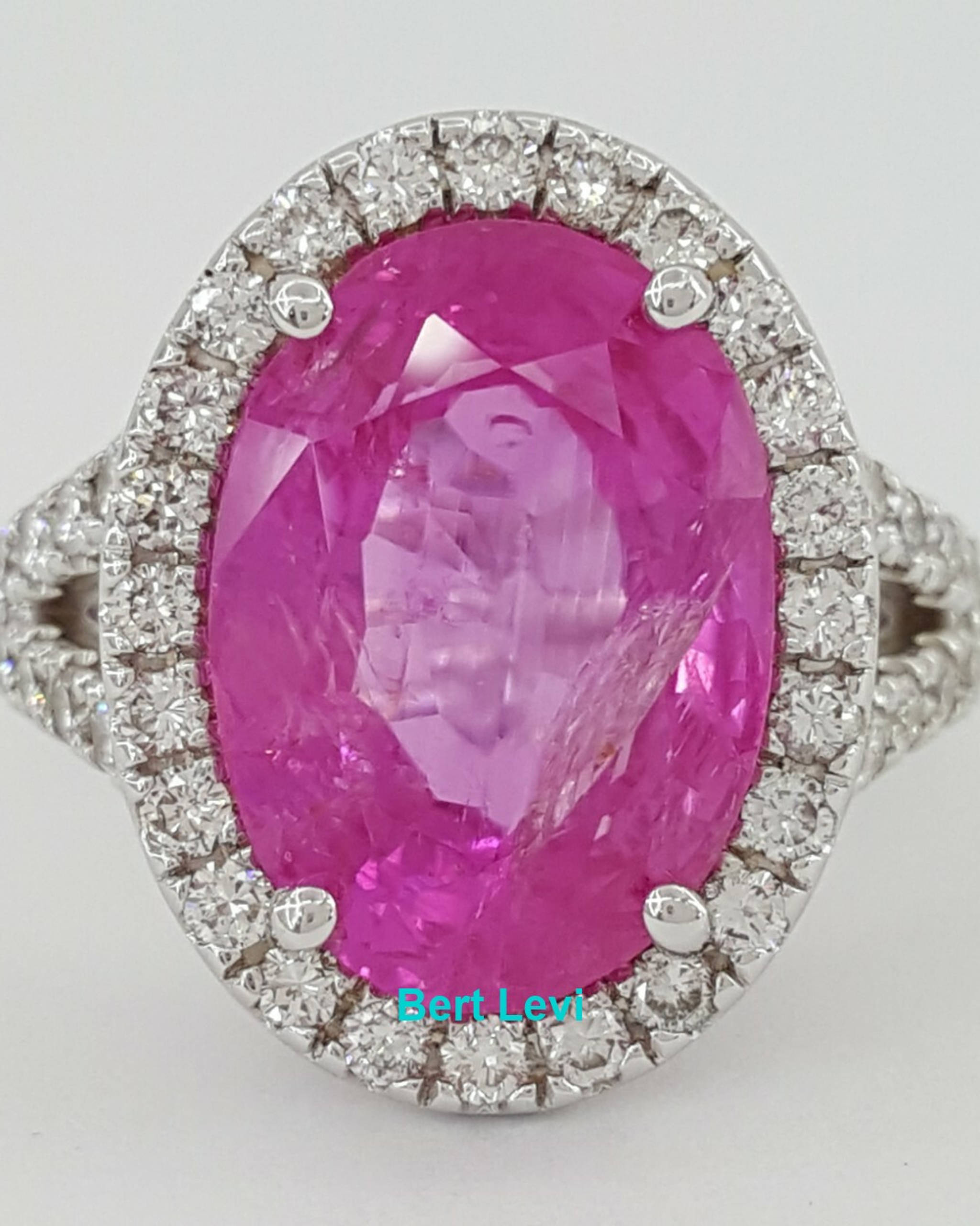 BURMA No Heat Oval Cut Pink Sapphire Halo Diamond 11.05 ct 18K Ring Rtl $95,000