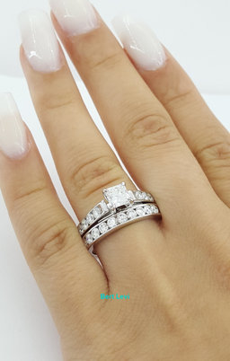 Shane Co. 2.08 ct Radiant Diamond 14K Gold Engagement Ring Wedding Set Rtl $9k