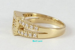 0.55 ct 14K Yellow Gold Round Brilliant Diamond Engagement / Fashion Square Ring