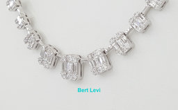 Baguette Round Diamond Graduated Tennis Necklace 7.8 ct 18K White Gold Rtl $30K