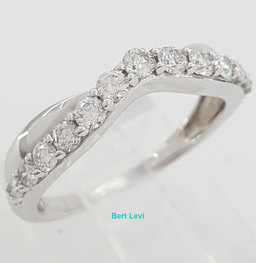 Half Circle Round Diamond Curve Wedding Band Ring 0.5 ct 14k White Gold 4.5mm