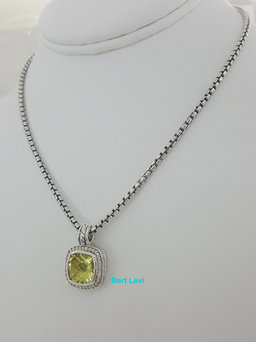 David Yurman Albion Lemon Citrine Diamond Silver & 14k Gold Necklace 16mm
