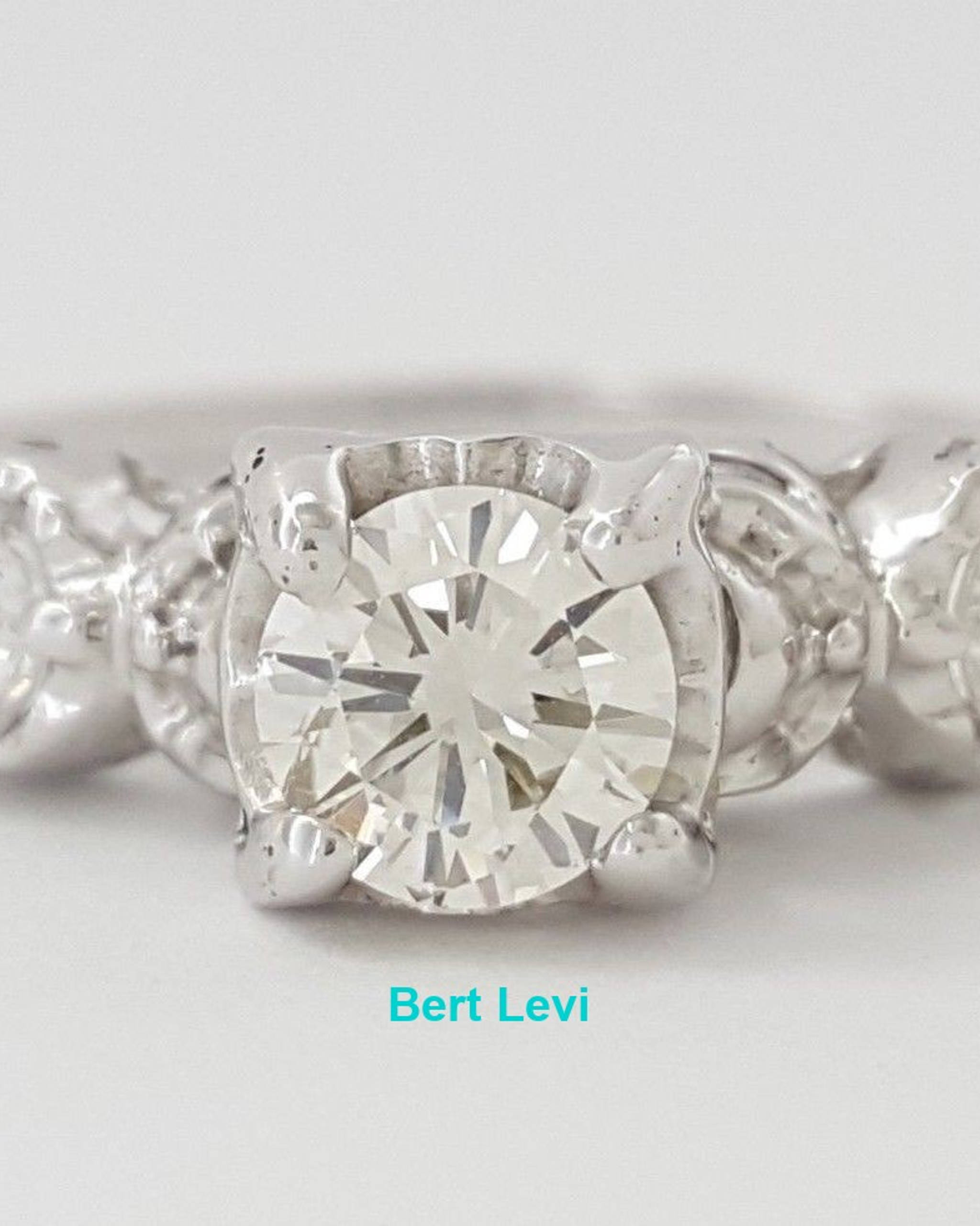 0.60 ct Vintage 14k White Gold Round Brilliant Diamond Engagement / Fashion Ring