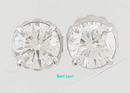Natural Round Brilliant Cut Diamond Stud Earrings 1.5 ct 14k White Gold Rtl $5K