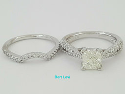 Princess & Round Cut Diamond Engagement Wedding Ring Set 1.8 ct Parade 18k