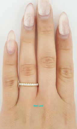 Half Circle Round Diamond Shared Prong Wedding Band 0.25 ct 14k Gold 2.2 mm