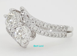 Bypass Crossover 2-Stone Round Diamond Engagement Ring 1.3 ct 14K White Gold