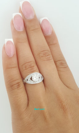 Evil Eye Diamond Halo Crossover Engagement Ring 1.05 ct 14k White Gold Rtl $3K