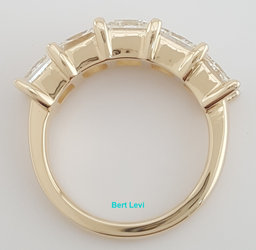 5 Five Stone Princess Cut Diamond Ring 3.67 ct 14k Yellow Gold Retail $8,900
