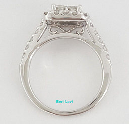 0.92 ct 14K White Gold Invisible Princess Cut Diamond Halo Engagement Ring