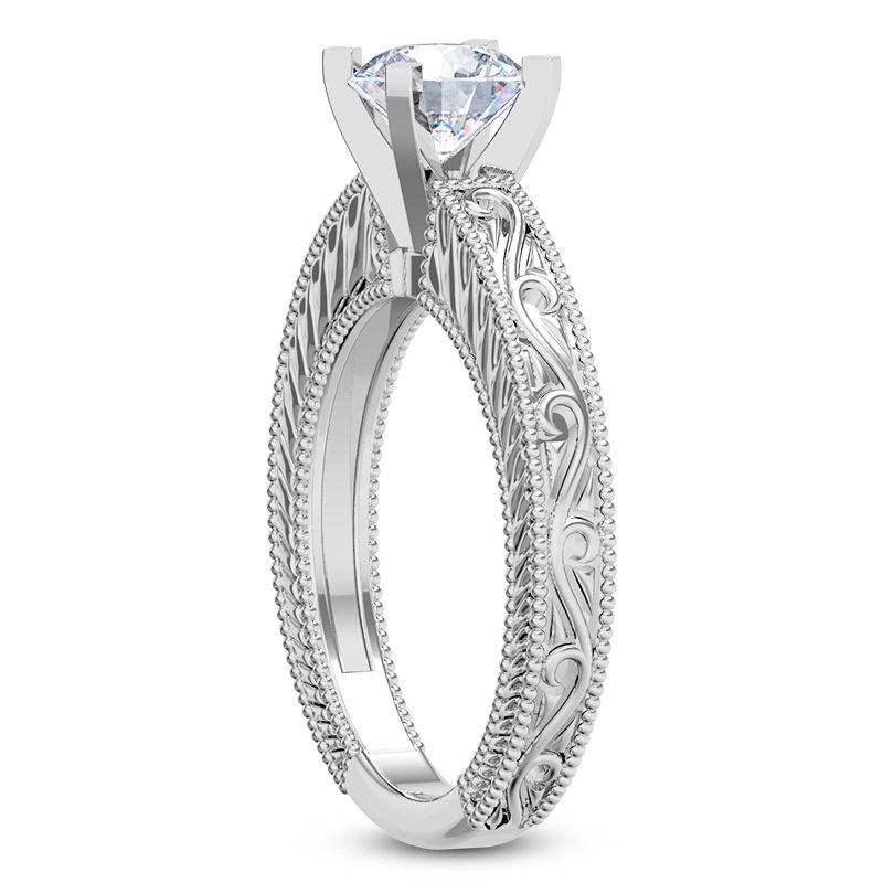 Thumbnail: Ladies 14KT White Gold Platinum Solitaire Engagement Set ENS1813-A