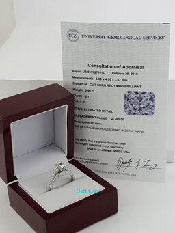 Radiant Cut Diamond Engagement Ring 1.6 ct 18K White Gold Retail $9,500 F / SI1