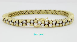 Diamond Straight Line Tennis 2 Row Bracelet 4 ct  14k Gold 25 Grams Rtl $12K