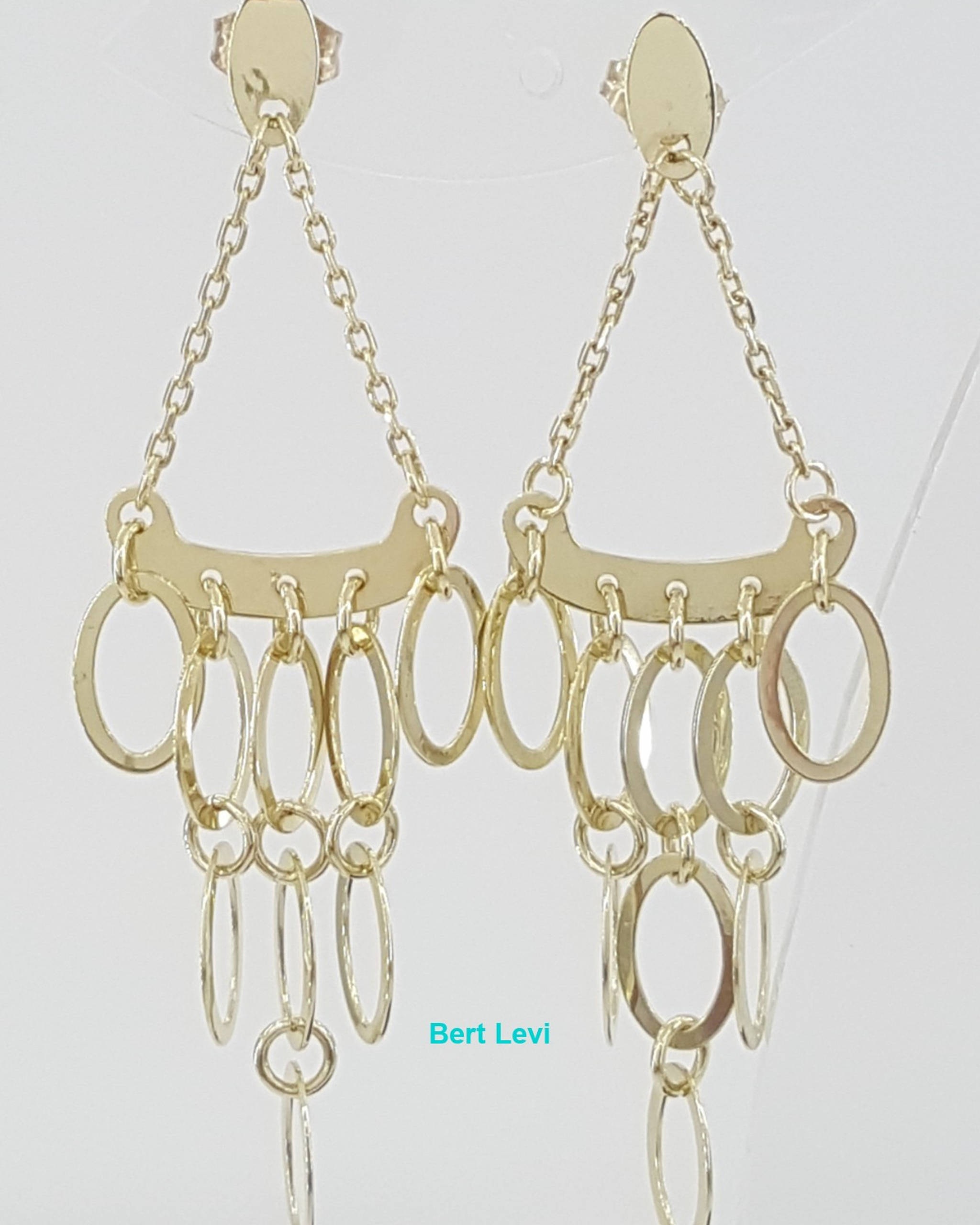 Yellow Gold Chandelier Drop Dangle Earrings 14K 3.8 Grams 2.3"