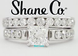 Shane Co. 2.08 ct Radiant Diamond 14K Gold Engagement Ring Wedding Set Rtl $9k