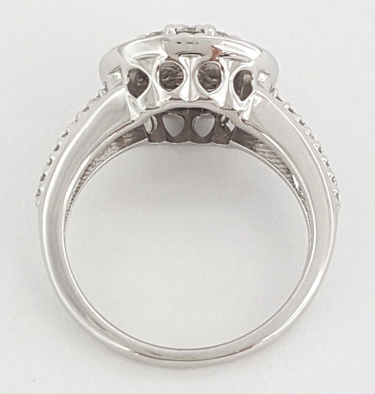 Thumbnail: 0.70 ct 14k White Gold Round Cut Diamond Cluster Halo Ring 5.6 g Size 6