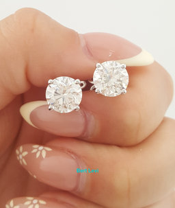 Natural Round Brilliant Cut Diamond Stud Earrings 5 ct 18k White Gold Rtl $65K