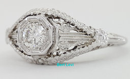 Vintage Art Deco Diamond Engagement Ring 0.3 ct 18k White Gold