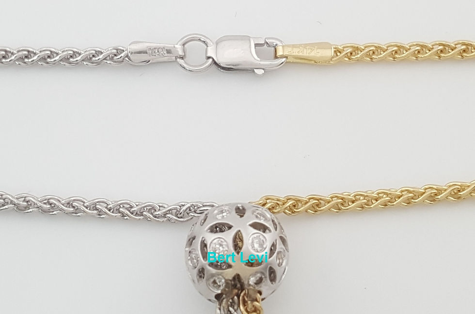 Thumbnail: Diamond Lariat Two - Tone Gold Necklace 14k 0.36 ct 9.2 Grams Italy 9.2 Grams