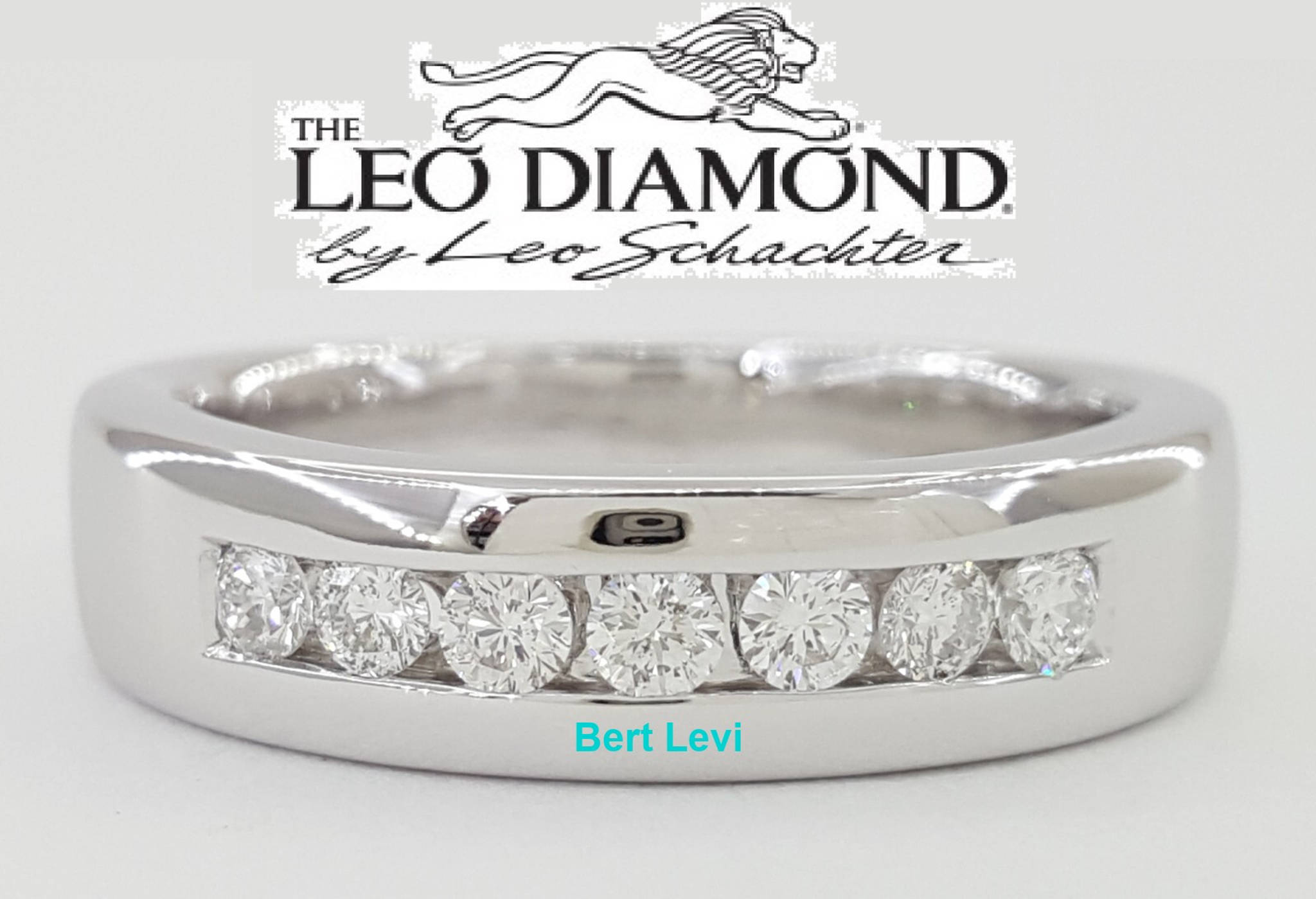 Leo Channel Set Round Diamond Wedding Anniversary Band 6mm 14k White Gold 0.42ct