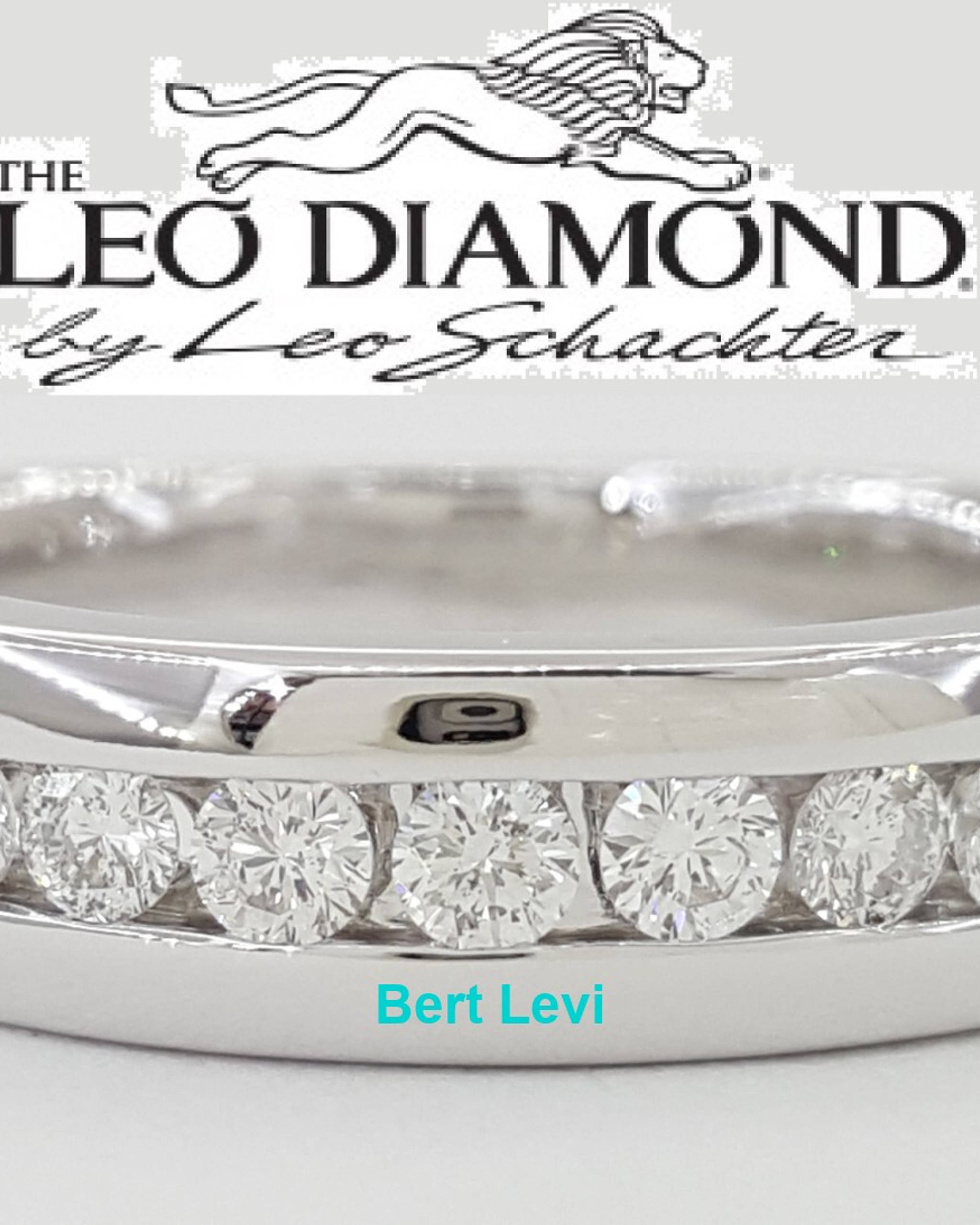 Leo Channel Set Round Diamond Wedding Anniversary Band 6mm 14k White Gold 0.42ct