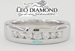 Leo Channel Set Round Diamond Wedding Anniversary Band 6mm 14k White Gold 0.42ct