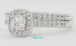 Round Brilliant Diamond Halo White Gold Engagement Wedding Ring Set 0.5ct 10k