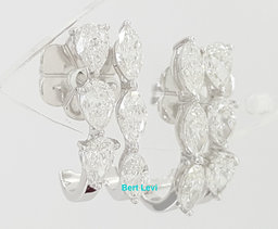 Marquise & Pear Cut Diamond Half Hoop Earrings 1.7 ct 18K White Gold