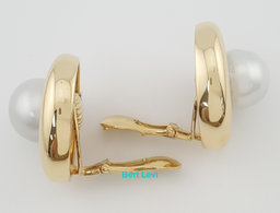 Vintage David Webb Pearl & Diamond Clip-On Earrings 2.3 ct 18K & Platinum