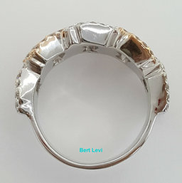 Diamond Pave Half Circle Cuban Link Gent's Ring 3.25 ct 10k Gold 4 Four Row