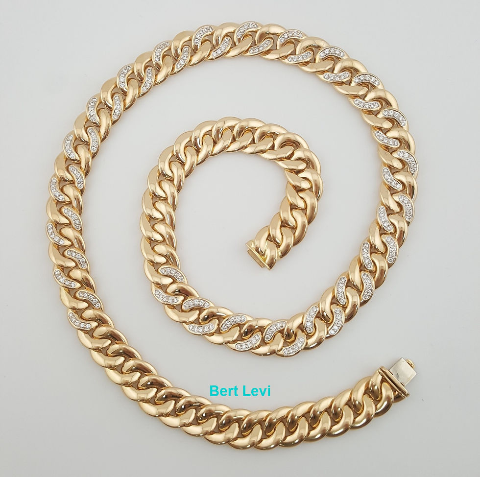 Thumbnail: Diamond Cuban Chain Necklace 6 ct 18K Yellow Gold Germany 13.5 mm 244.5 Grams
