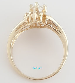 Vintage Marquise Diamond Halo Engagement Ring 1.71 ct 14k Yellow Gold