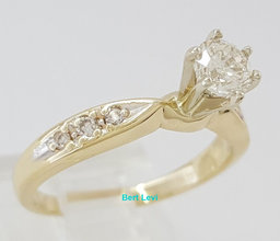 0.41 ct 14K Yellow Gold Round Brilliant Cut Diamond Solitaire Engagement Ring 