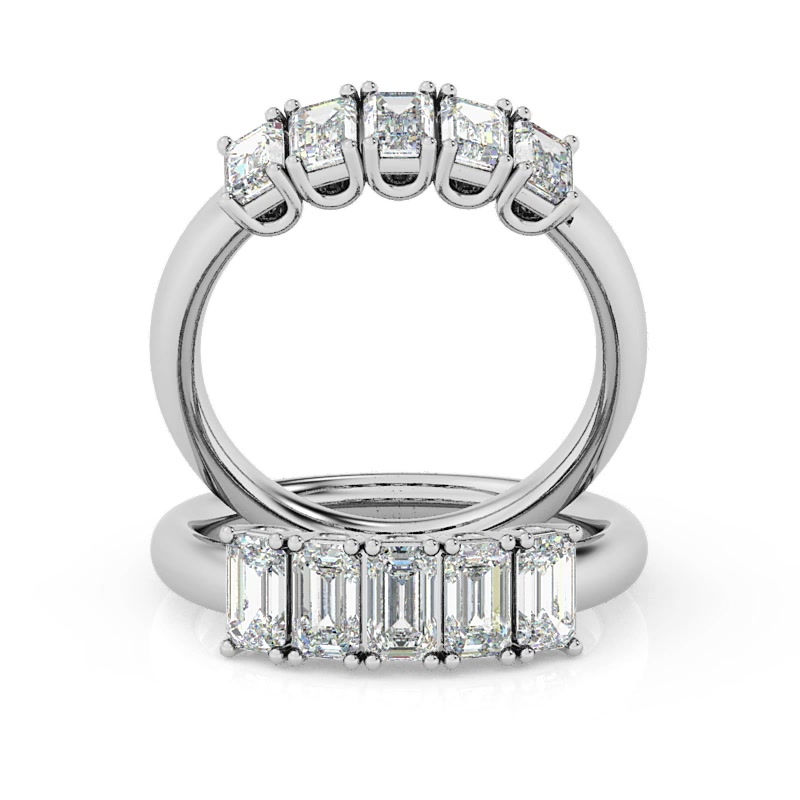 Thumbnail: Ladies 14KT White Gold Platinum Diamond Wedding Band WB5456-5