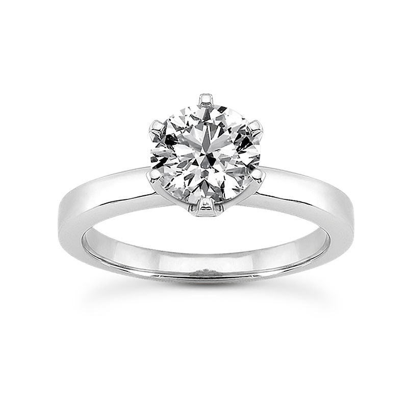 Ladies 14KT White Gold Platinum Round Diamond Solitaire Engagement Set ENS1546-A