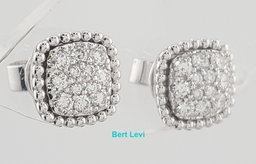 Round Brilliant Diamond Cluster Stud Earrings 0.26 ct 14k White Gold 2.6 Grams
