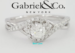 Gabriel & Co. 0.68 ct Round Cut Diamond 14K White Gold Halo Engagement Ring