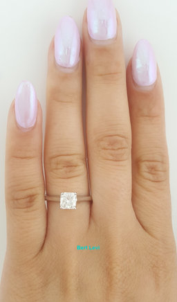 Radiant Cut Diamond Solitaire Engagement Ring 0.9 ct Plat & 18k W Gold Rtl $6.3K