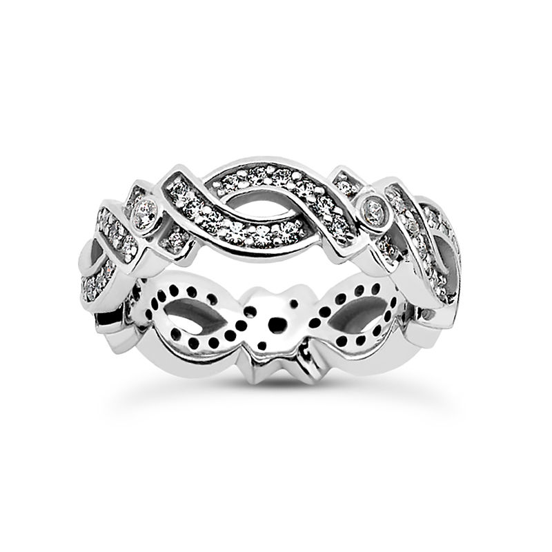 Ladies 14KT White Gold Platinum Eternity Wedding Band EWB509-4