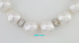 South Sea Pearl Diamond Choker Necklace 1.5 ct 16.5" 18k White Gold
