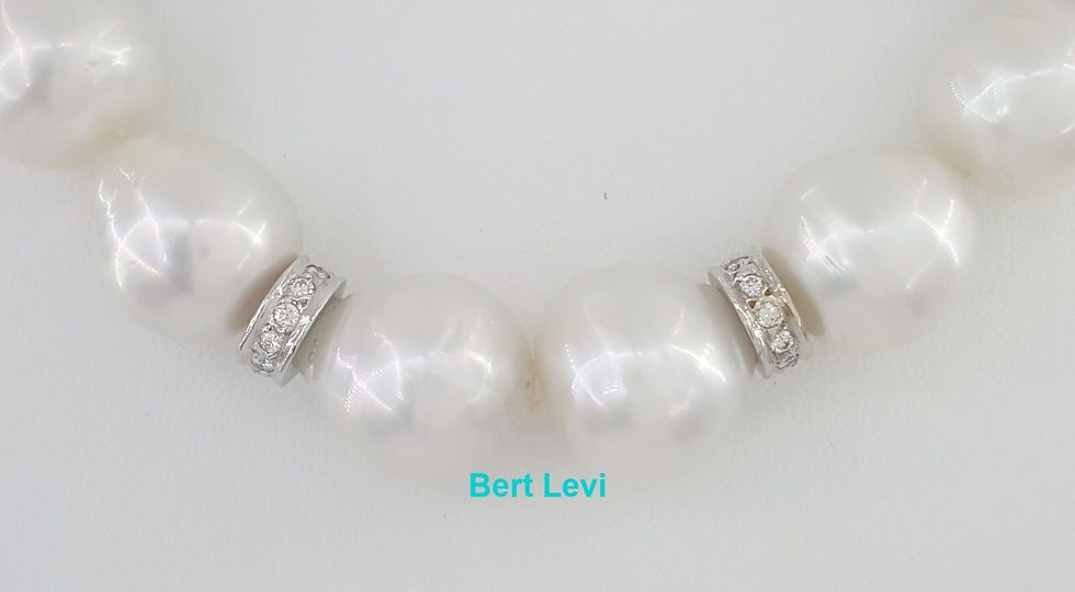 Thumbnail: South Sea Pearl Diamond Choker Necklace 1.5 ct 16.5" 18k White Gold