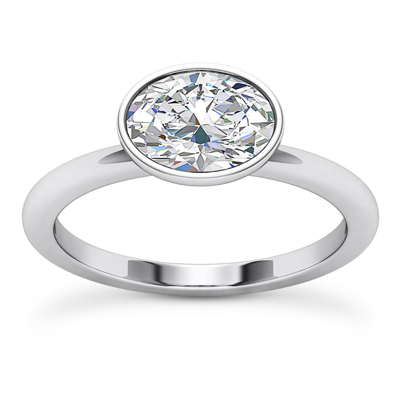 Ladies 14KT White Gold Platinum Solitaires Engagement Ring ENR9923-6x4-OV