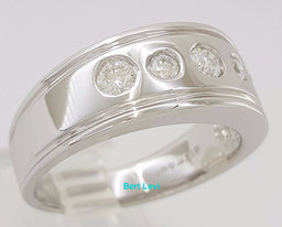 Diamour 0.75 ct 14K White Gold 5 Stone Round Cut Diamond Wedding Ring 9 mm 11.5g