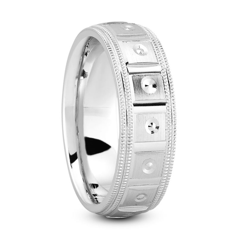 Mens 14KT White Gold Platinum Traditional Wedding Band M1187