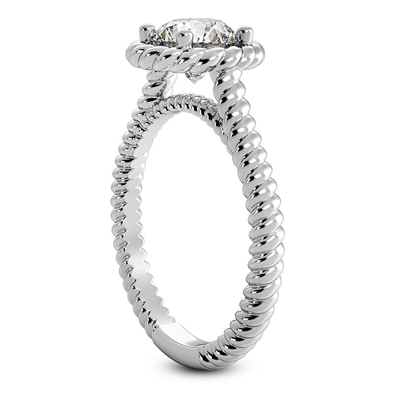 Thumbnail: Ladies White Gold Platinum Round Diamond Solitaire Engagement Set ENS2263-75-A