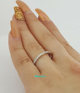 14k White Gold 0.63 ct Diamond Full Circle Eternity Wedding Band Ring Size 8