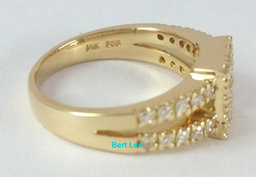 0.55 ct 14K Yellow Gold Round Brilliant Diamond Engagement / Fashion Square Ring