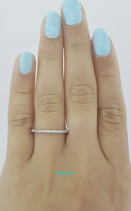 0.2 ct Round Diamond Half Circle Pave Wedding Band 1.6 mm 14k White Gold