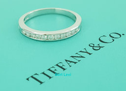 Vintage Tiffany & Co Platinum Half Circle Diamond Wedding Band Ring 0.25 ct