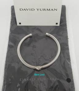 David Yurman X Classic Diamond Cable Station Bracelet Silver 16.3 Grams Rtl $895